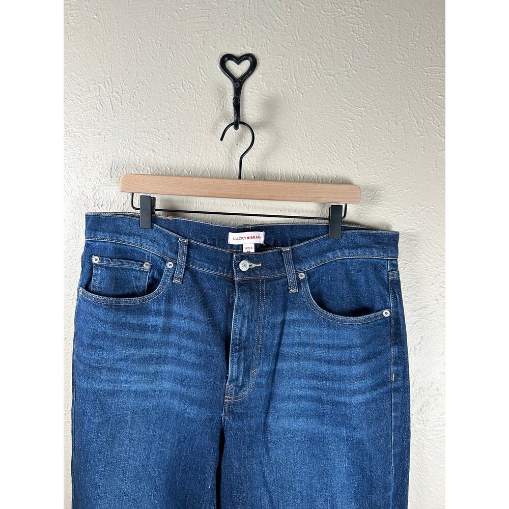 Lucky Brand Jeans Women's Size 14 Boy Mid Rise Relaxed Straight Denim Dark Wash - Picture 2 of 10